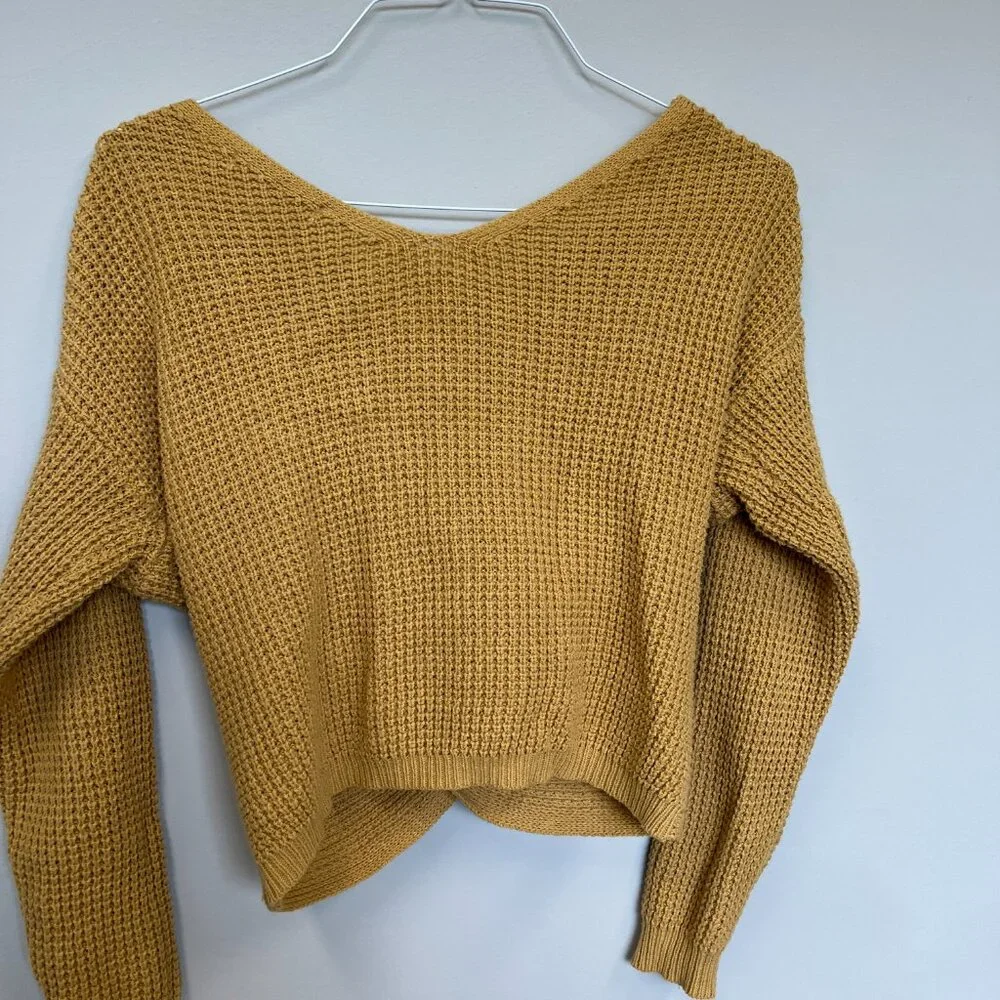 MOON MADISON ANTHROPOLOGIE MUSTARD YELLOW sweater Size Small - Picture 2 of 3